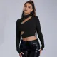 SC Solid Color Hollow Out T Shirt GYSQ-CTDJ1840