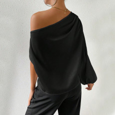 SC Single Shoulder Loose Long Sleeve Tops GYSQ-CTDI0890