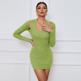 SC Long Sleeve Solid Color Slim Mini Dress GYSQ-WDCG2710
