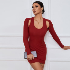 SC Long Sleeve Solid Color Slim Mini Dress GYSQ-WDCG2710