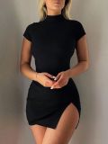 SC Solid Color Backless Tie Up Mini Dress GYSQ-CDEA0520