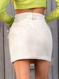 SC Elastic Waist Solid Color A-Line Skirt GYSQ-ZRDH0130