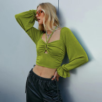 SC Hollow Out Bubble Sleeve Short T Shirt GYSQ-QCCE1410