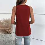 SC Hollow Out V Neck Solid Color Top GYSQ-CVCL0220