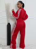 SC Striped Patchwork Zipper Thickened Two-piece Pants Set SFY-562