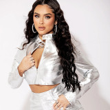 SC PU Leather Metallic Zipper Jacket GPBY-14622
