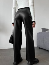 SC High Waist PU Leather Patchwork Pants GPBY-15822