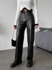 SC High Waist PU Leather Patchwork Pants GPBY-15822