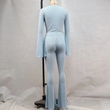SC Solid Color Sport Slim Flare Pants Suit GPBY-15987