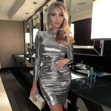 SC Long Sleeve Pleated Mini Dress GPBY-14522