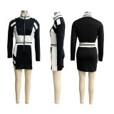 SC Color Block Long Sleeve Zipper Mini Dress SFY-2793