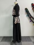 SC Leopard Print Patchwork Long Skirt 2 Piece Set NY-10955