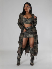SC Camouflage Print Holes Long Coat SH-391323