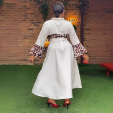 SC Leopard Print Patchwork Long Skirt 2 Piece Set NY-10955