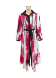 SC Contrast Color Lapel Shirt Dress XHXF-970