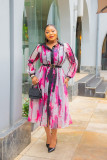 SC Contrast Color Lapel Shirt Dress XHXF-970