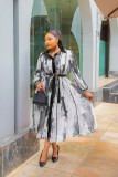 SC Contrast Color Lapel Shirt Dress XHXF-970