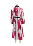 SC Contrast Color Lapel Shirt Dress XHXF-970
