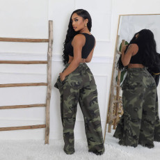 SC Camouflage Print Loose Zipper Pant GSMJ-6975