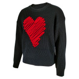 SC Loose Peach Heart Long Sleeve Sweater GDAM-1015