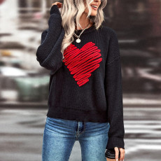 SC Loose Peach Heart Long Sleeve Sweater GDAM-1015