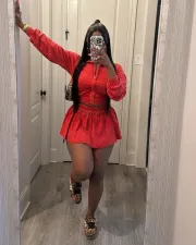 SC Solid Color Jacket And Skirts Two Piece Set MEM-88612
