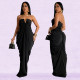 SC V Neck Slolid Color Tube Top Dress BY-7135