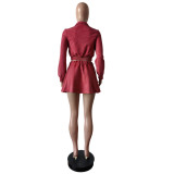 SC Solid Color Jacket And Skirts Two Piece Set MEM-88612