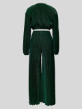 SC Solid Color Long Sleeve Wide Leg Pants Suit MIL-121