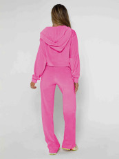 SC Velour Zipper Hoodies Loose Pants Suit MIL-122