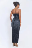 SC Plus Size Hot Drill Tube Tops Maxi Dress NY-3353