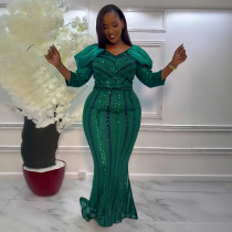 SC Plus Size Sequin Slim Maxi Dress NY-3355