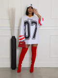 SC Letter Print Loose Casual Dress GFTF-8805