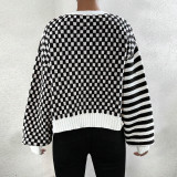 SC Plaid Patchwork Stripe Knits Coats GDAM-1027