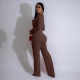 SC Patchwork Big Button Long Sleeve Jumpsuit OSM-4466