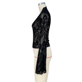SC Sexy Deep V Neck Lace Tops ASL-6772