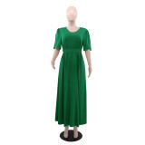 SC Solid Color Tie Up Split Maxi Dress GYLY-10579