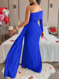 SC Single Shoulder Long Sleeve Solid Maxi Dress SNF-234LQ55897-A888