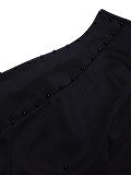 SC Plus Size Single Shoulder Long Sleeve Solid Pants Suit GATE-D463