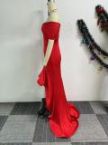 SC Plus Size Solid One Shoulder Lace Maxi Dress NY-10960