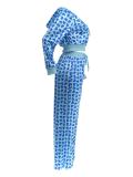 SC Gold Velour Print Hooded Two Piece Pants Set GLF-10071-1