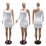 SC Single Shoulder Long Sleeve Mini Dress CYA-901589