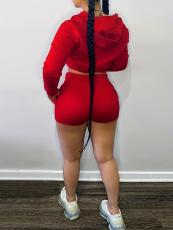 SC Solid Color Zipper Sweatshirt Two Piece Shorts Set GLF-10011