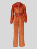 SC Velvet Long Sleeve Zipper Jacket Pants Sport Suit MIL-142