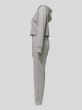 SC Solid Color Hooded Sweatshirt Sport Pants Suit MIL-140