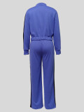 SC Color Block Zipper Drawstring Casual Pants Suit MIL-T126