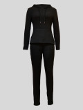 SC Solid Color Hooded Tight Pants Sport 2 Piece Set MIL-124