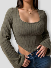 SC Sexy Slim Square Neck Flared Sleeve Top GZJF-2585