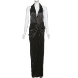 SC Deep V Neck Backless Solid Split Maxi Dress XEF-K24D60783