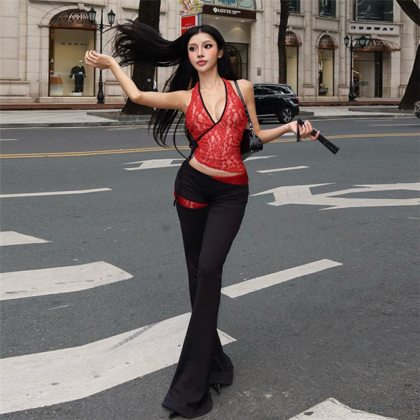 SC Sexy Halterneck Backless Tops And Pants Suit XEF-K24S59254